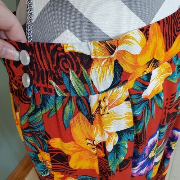 Vintage Worthington Floral Hawaiian Beachy Maxi Tropicsal Skirt Size 14 - Picture 4 of 5